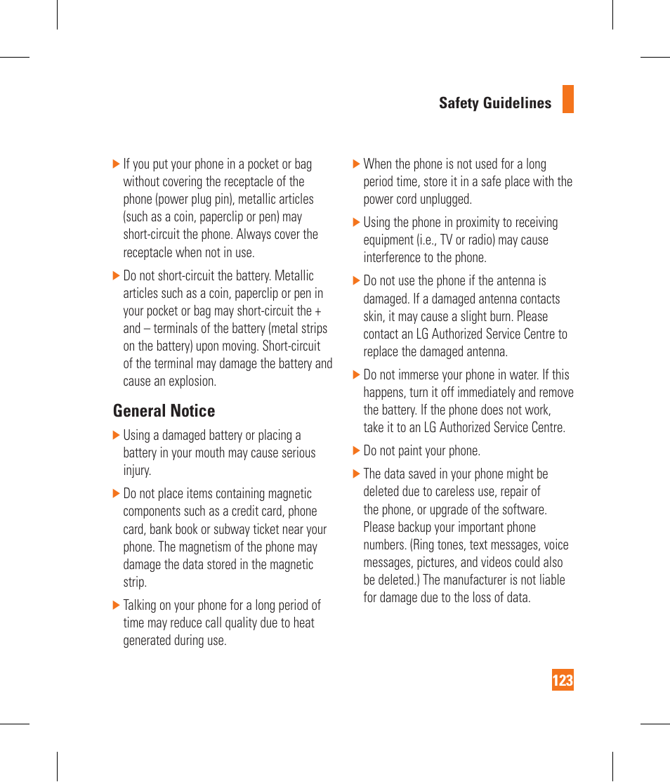 General notice | LG GR500 User Manual | Page 127 / 298