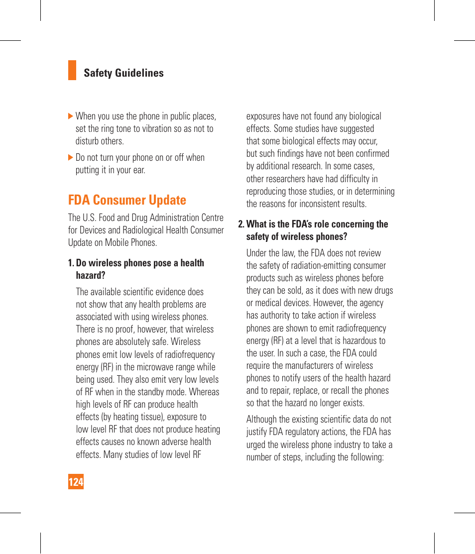 Fda consumer update | LG GR500 User Manual | Page 128 / 298