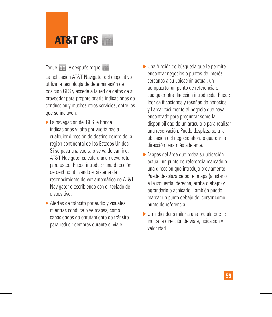 At&t gps | LG GR500 User Manual | Page 207 / 298