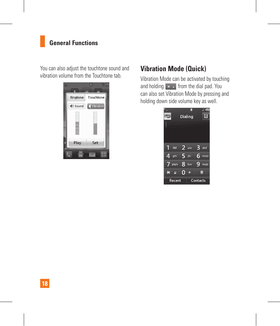 Vibration mode (quick) | LG GR500 User Manual | Page 22 / 298