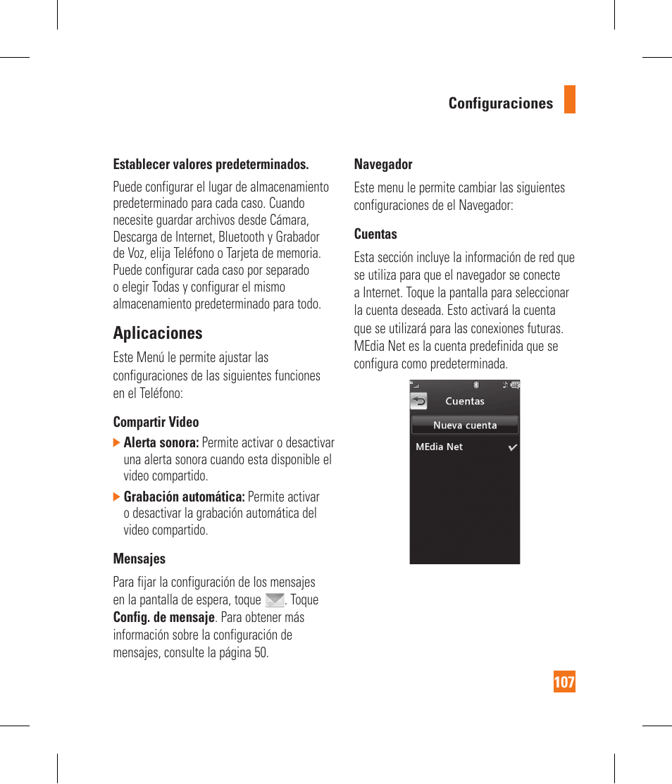 Aplicaciones | LG GR500 User Manual | Page 255 / 298