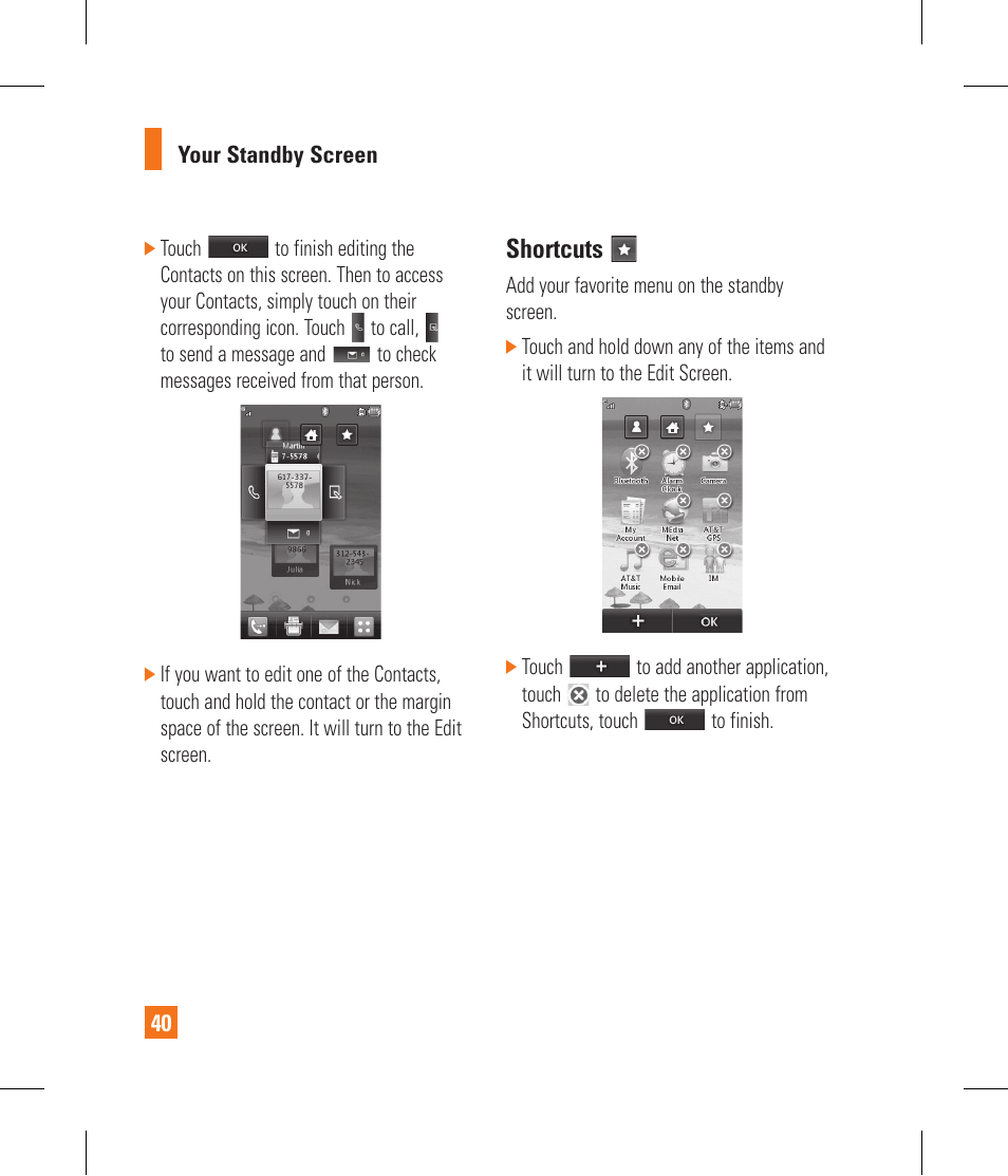 Shortcuts | LG GR500 User Manual | Page 44 / 298