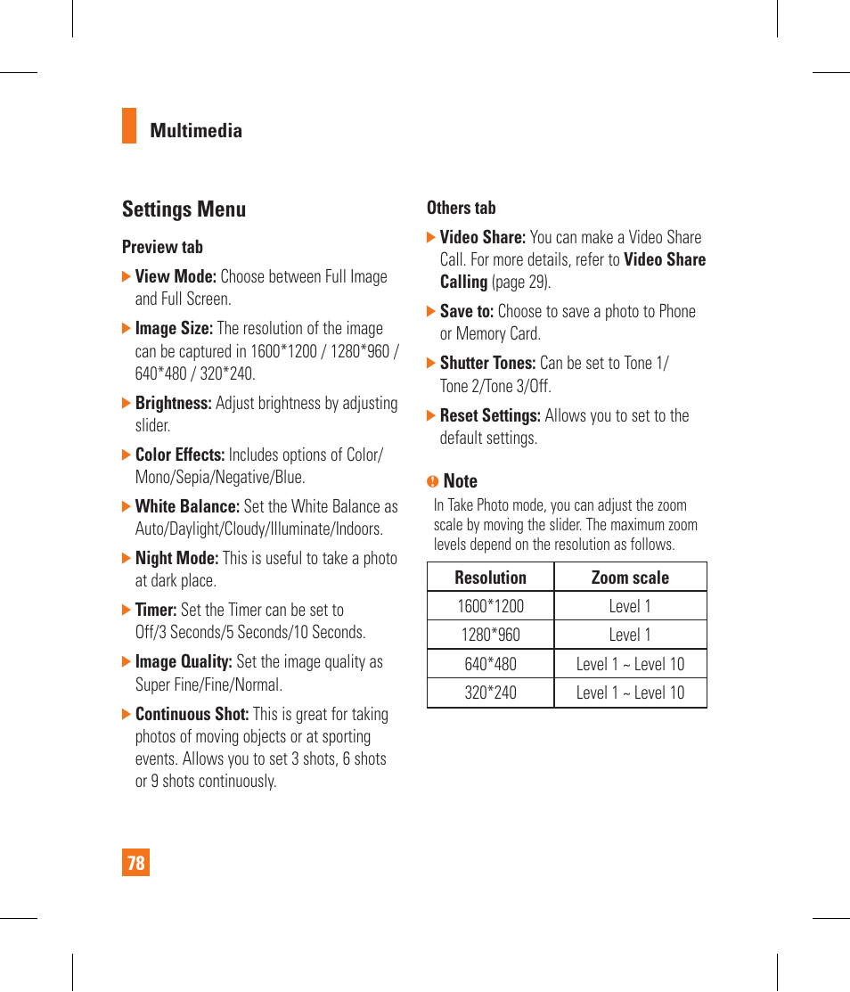 Settings menu | LG GR500 User Manual | Page 82 / 298