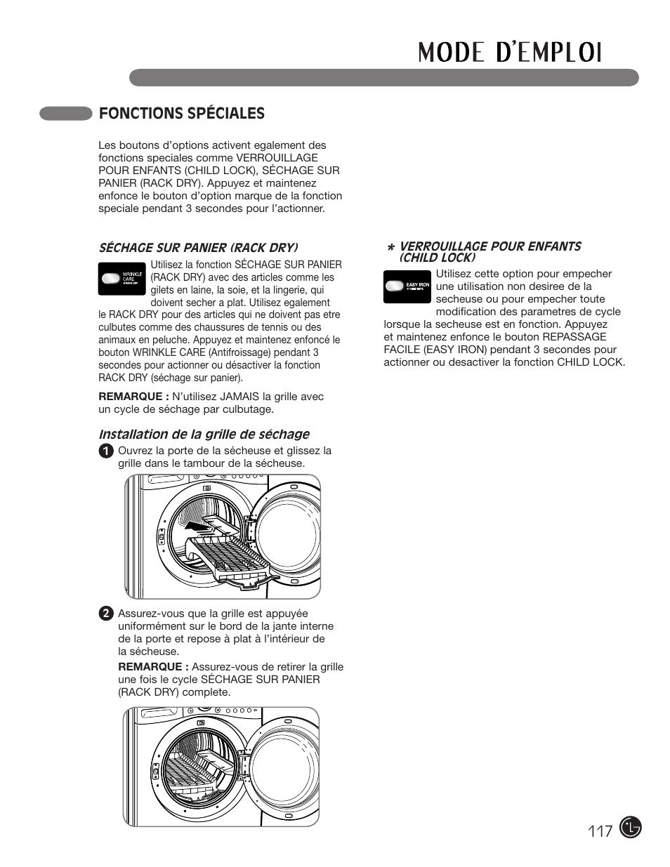 Fonctions spéciales | LG DLGX2902V User Manual | Page 117 / 136
