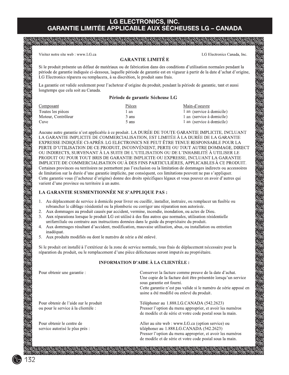 LG DLGX2902V User Manual | Page 132 / 136