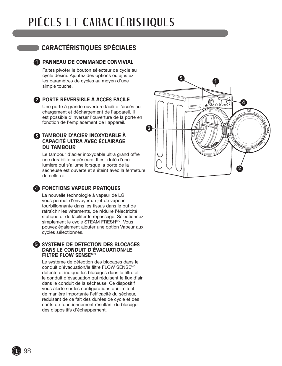 Caractéristiques spéciales | LG DLGX2902V User Manual | Page 98 / 136