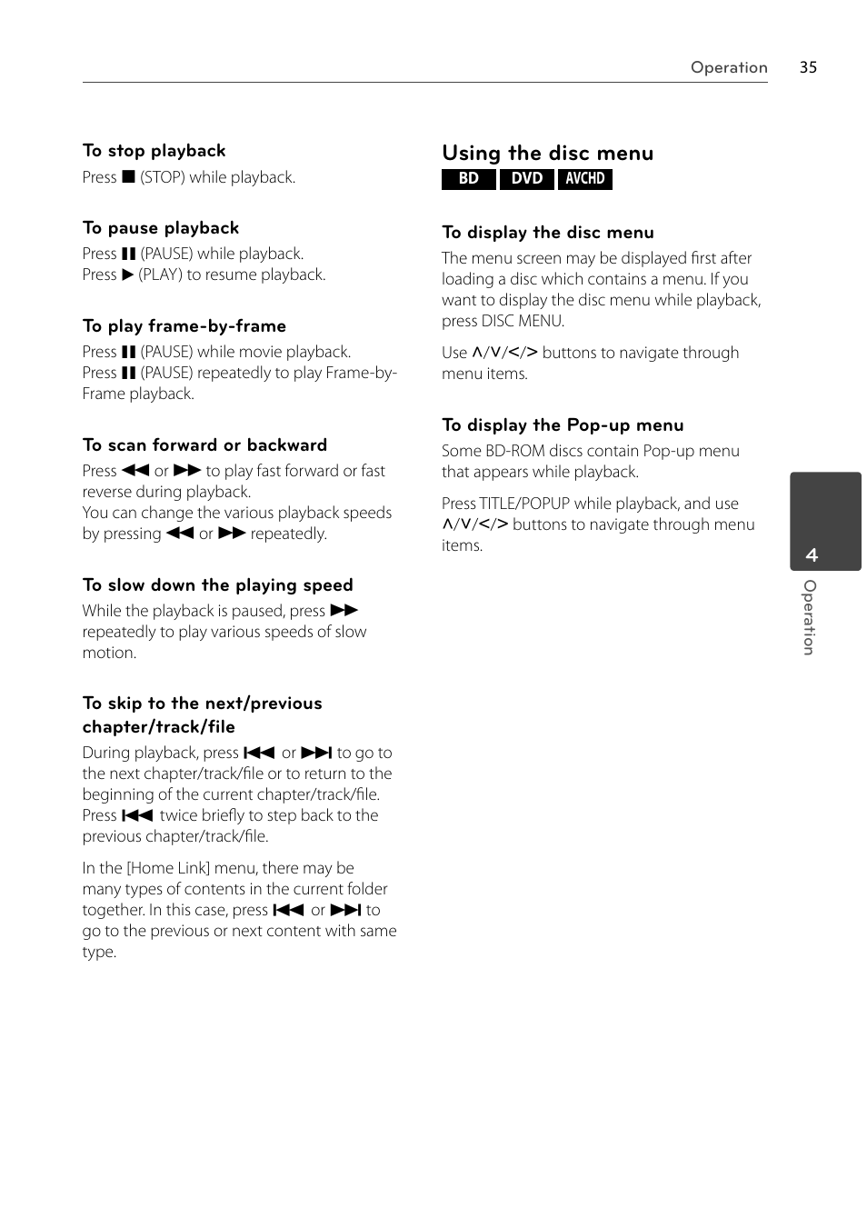 Using the disc menu | LG BX585 User Manual | Page 34 / 92