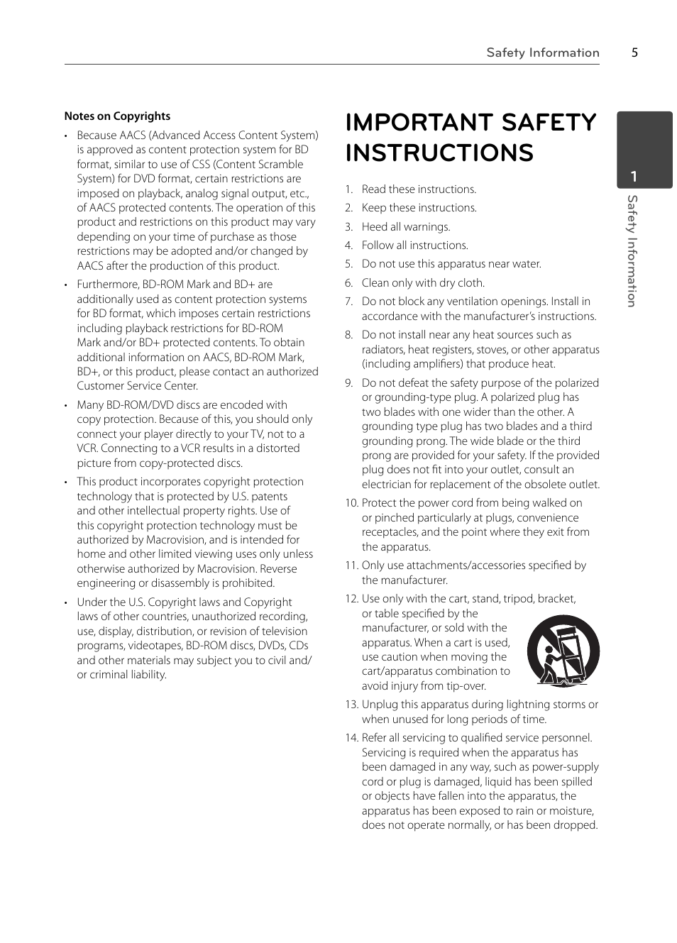 Important safety instructions | LG BX585 User Manual | Page 4 / 92