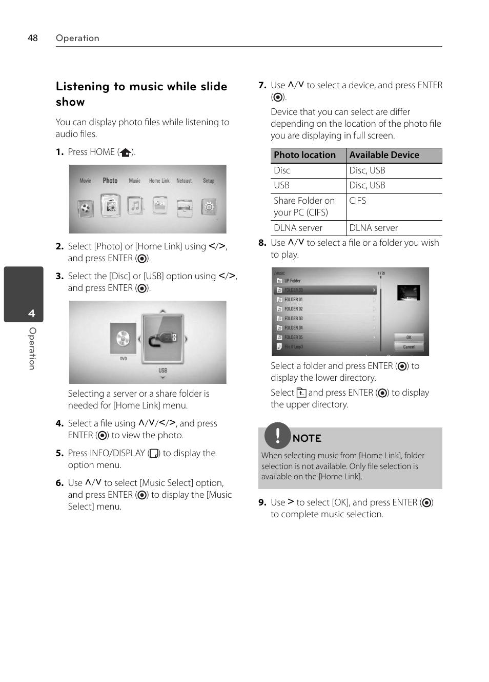 Listening to music while slide show | LG BX585 User Manual | Page 47 / 92