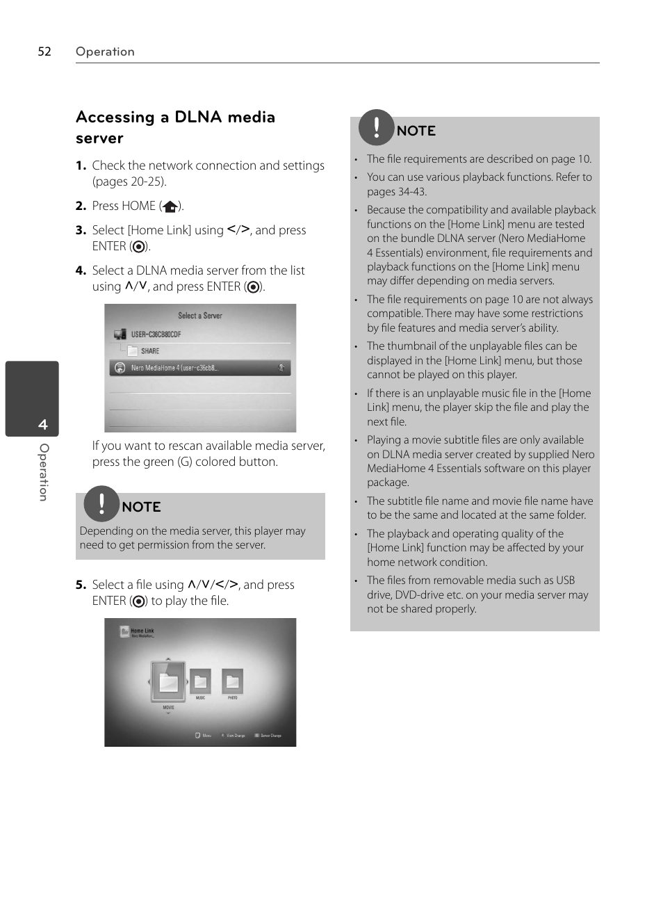 Accessing a dlna media server | LG BX585 User Manual | Page 51 / 92