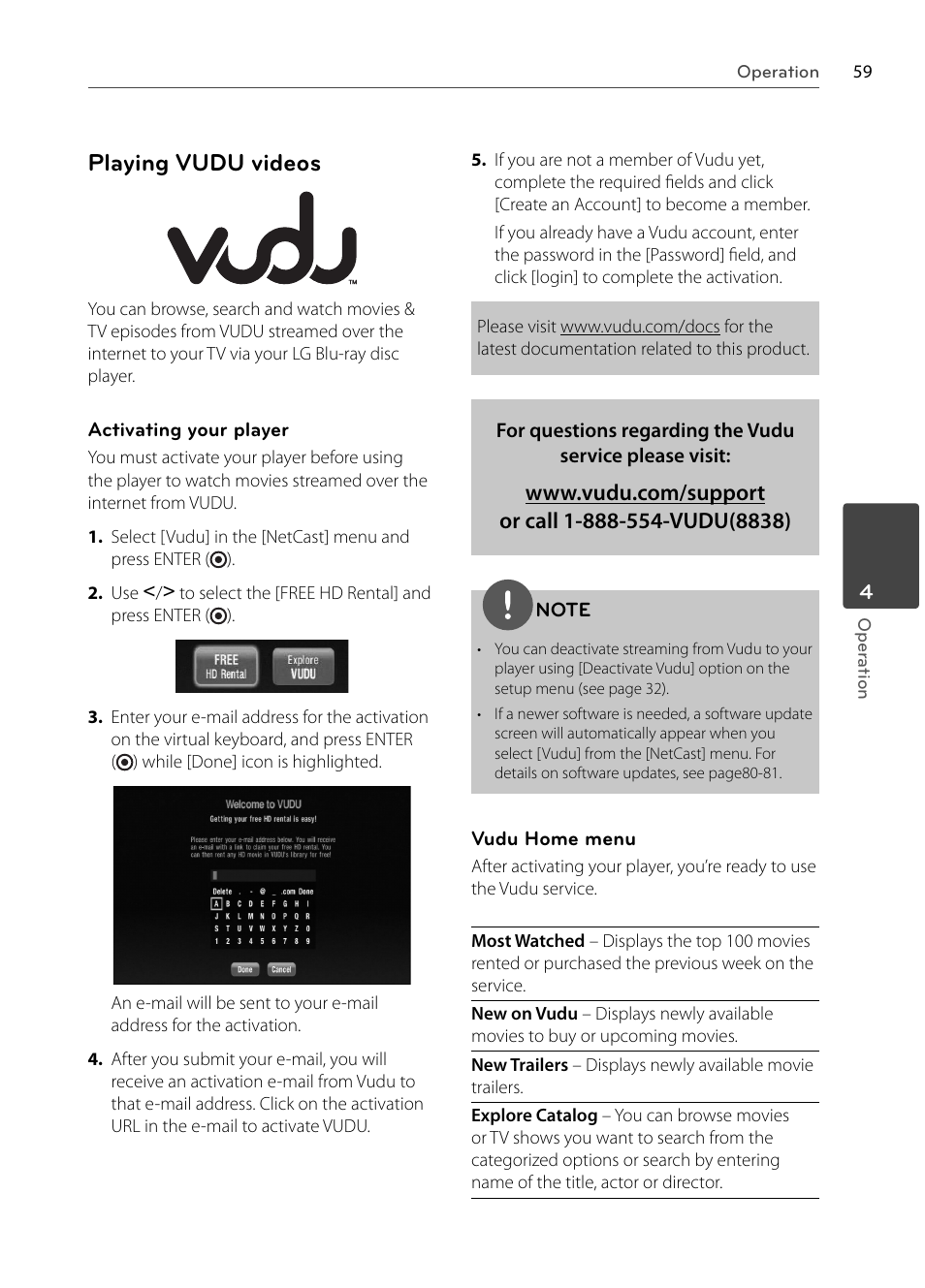 Playing vudu videos | LG BX585 User Manual | Page 58 / 92