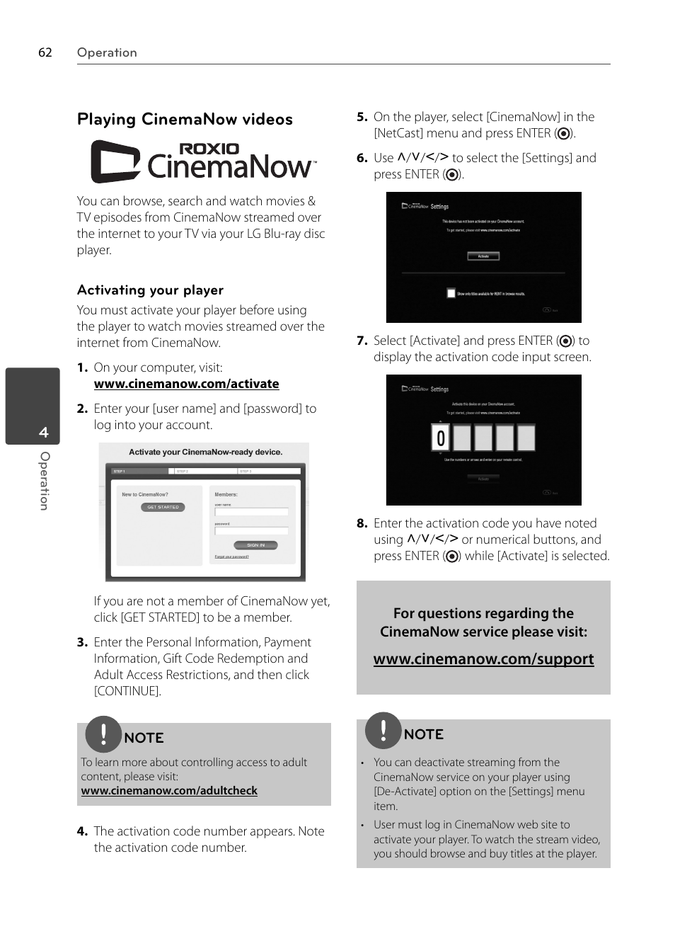 Playing cinemanow videos | LG BX585 User Manual | Page 61 / 92
