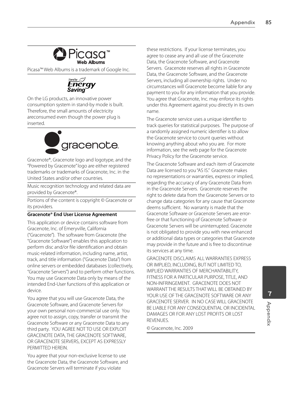 LG BX585 User Manual | Page 84 / 92