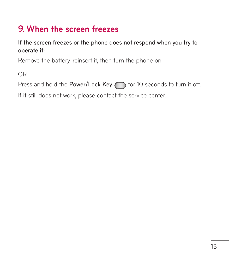 When the screen freezes | LG LGL86C User Manual | Page 14 / 89