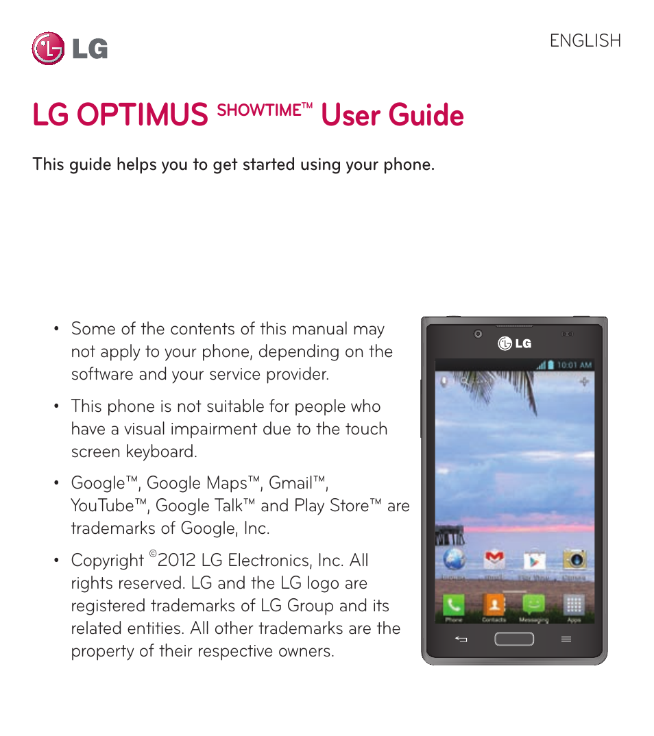 Lg optimus, User guide | LG LGL86C User Manual | Page 2 / 89
