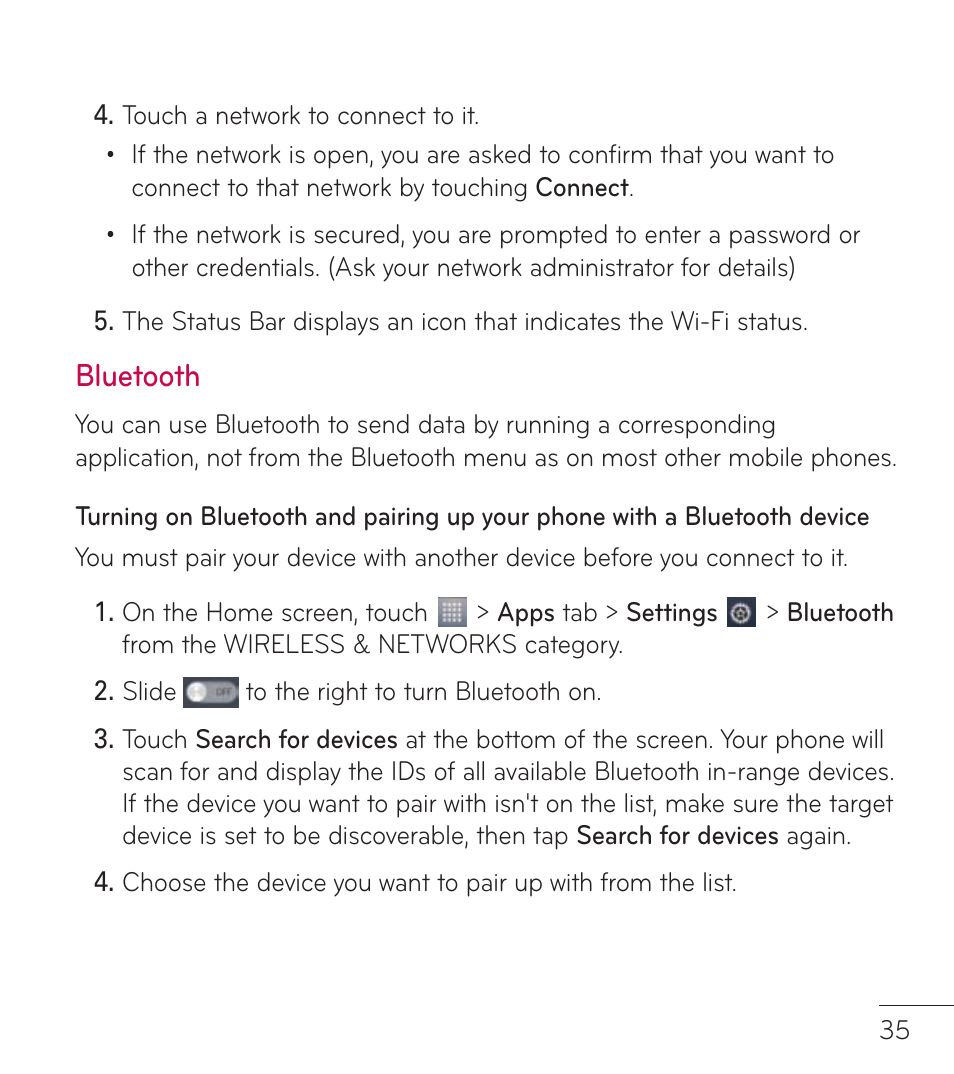 Bluetooth | LG LGL86C User Manual | Page 36 / 89