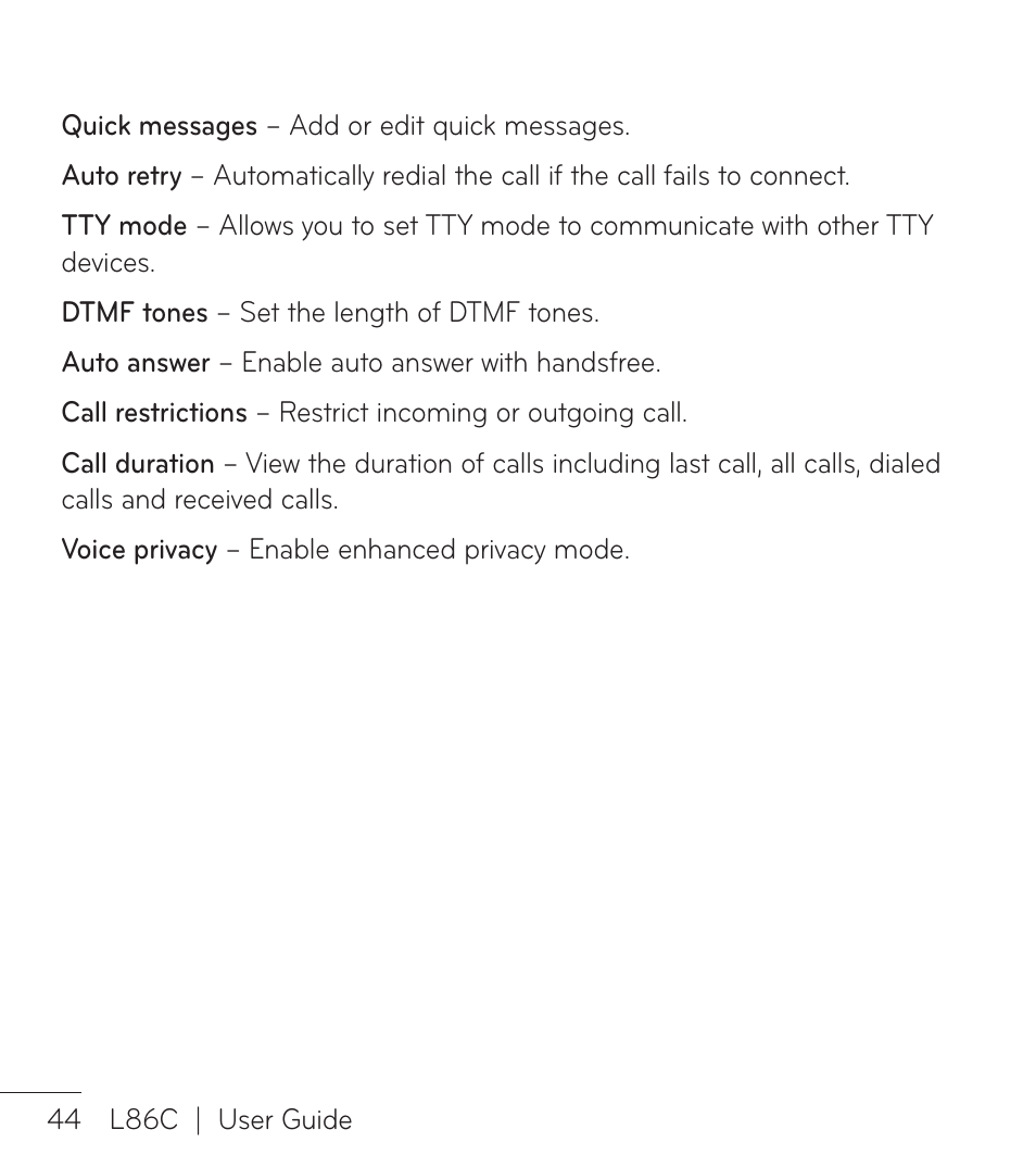 LG LGL86C User Manual | Page 45 / 89