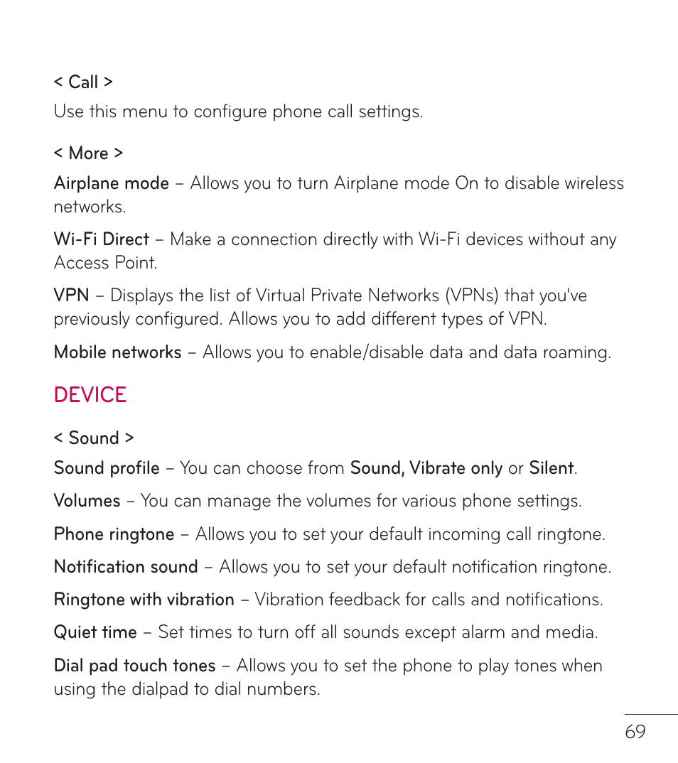 Device | LG LGL86C User Manual | Page 70 / 89