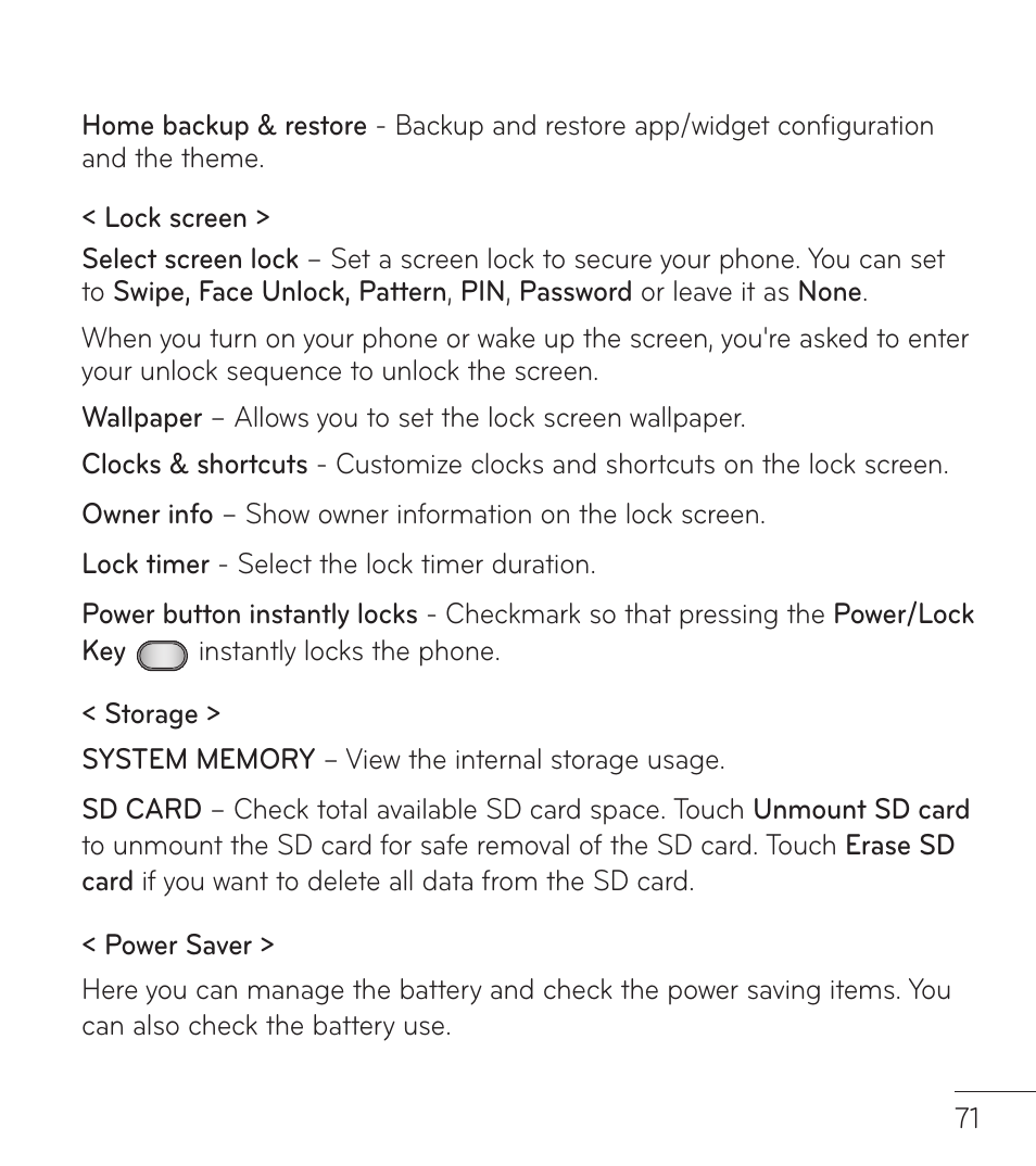 LG LGL86C User Manual | Page 72 / 89