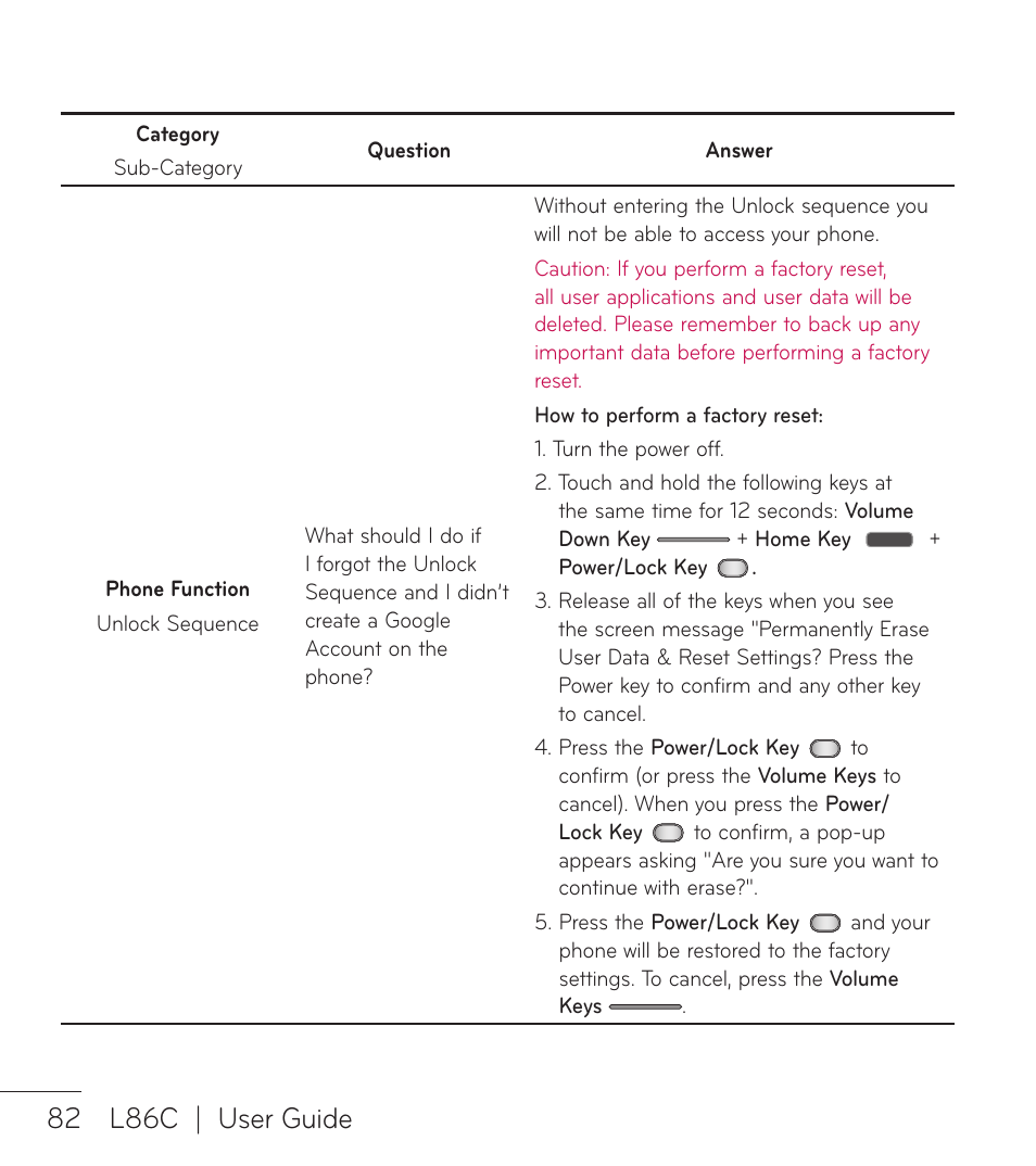 82 l86c | user guide | LG LGL86C User Manual | Page 83 / 89