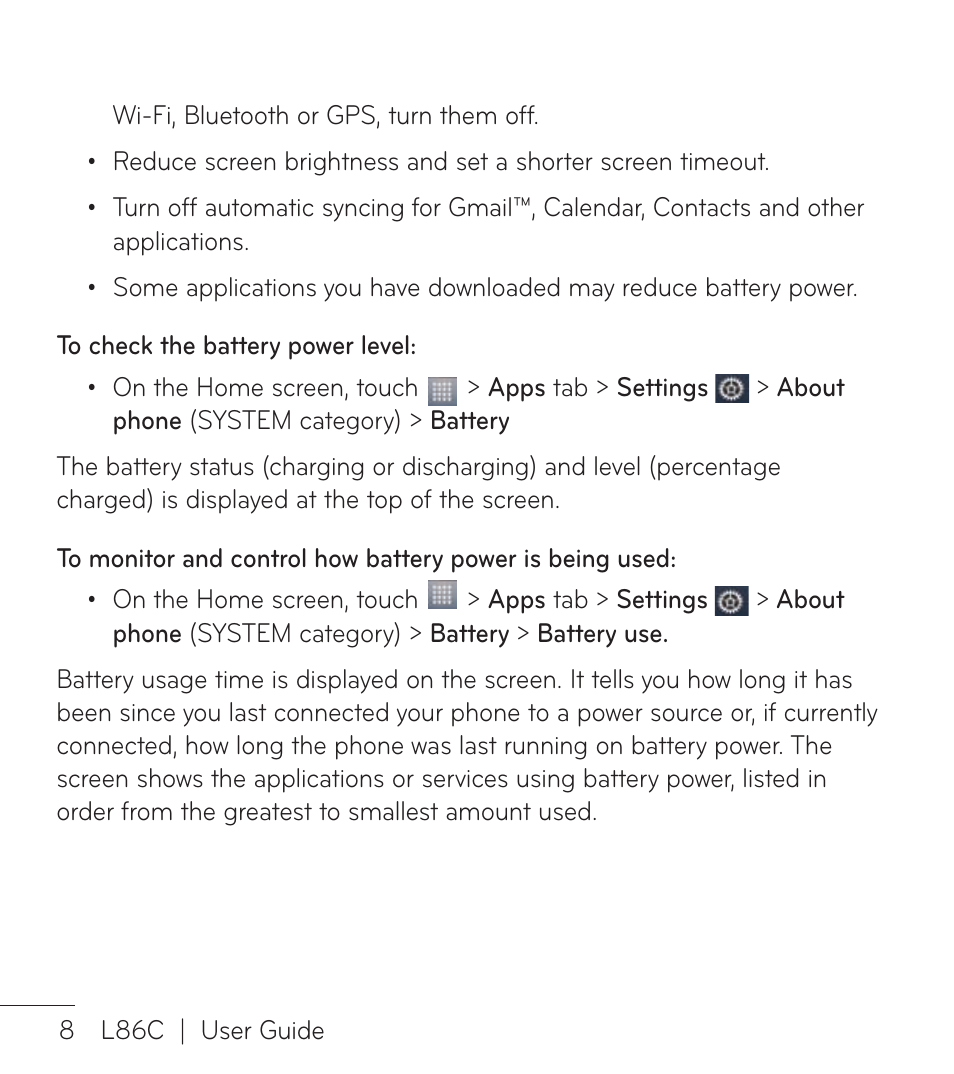 LG LGL86C User Manual | Page 9 / 89
