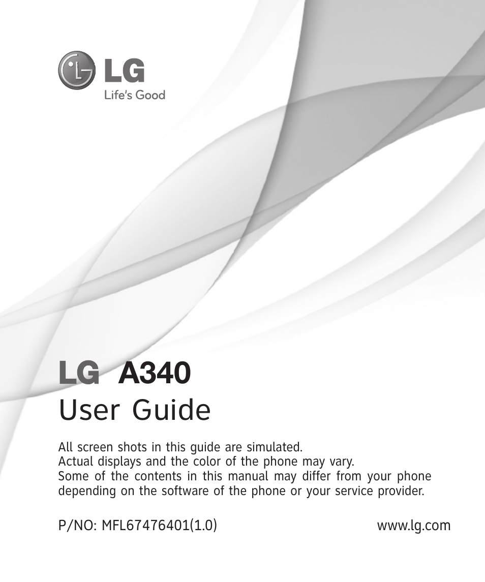 LG LGA340 User Manual | 113 pages