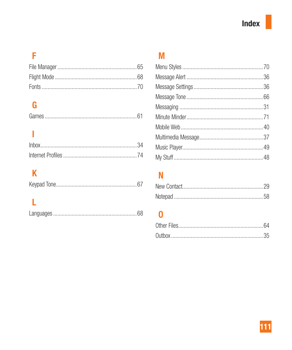 LG LGA340 User Manual | Page 111 / 113