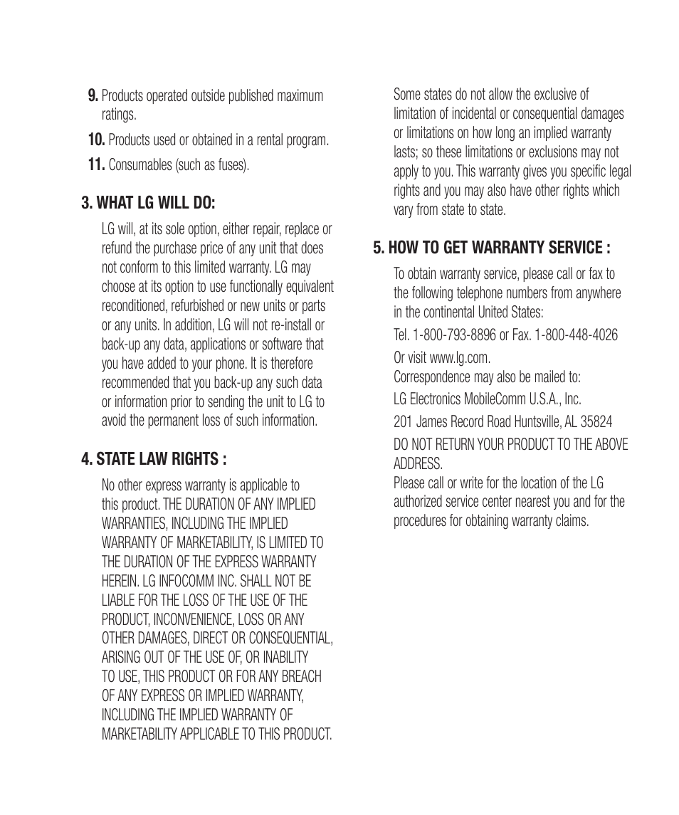 LG LGA340 User Manual | Page 3 / 113