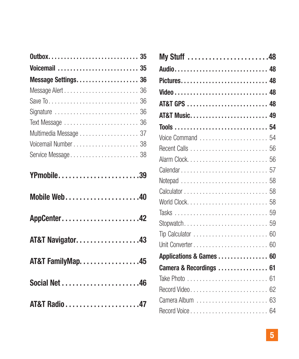 LG LGA340 User Manual | Page 5 / 113