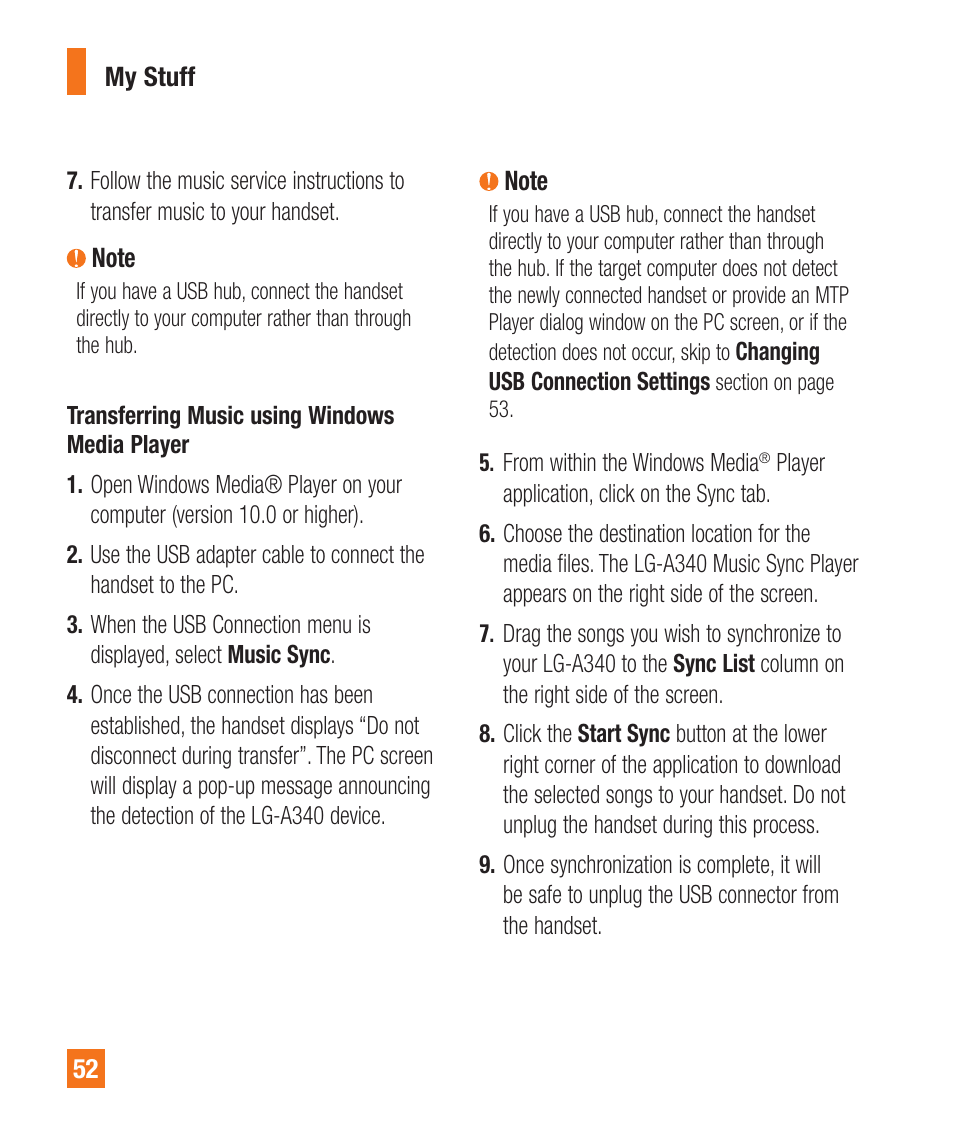 LG LGA340 User Manual | Page 52 / 113