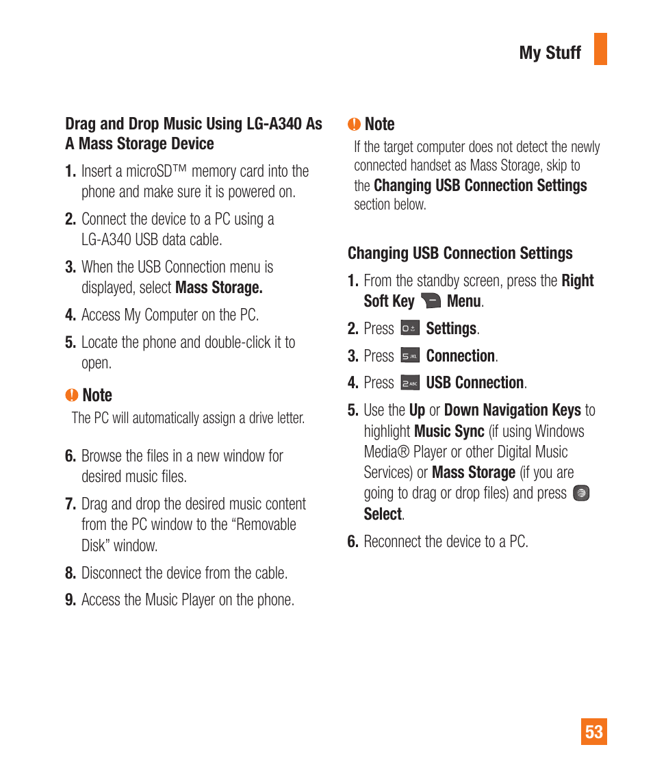 LG LGA340 User Manual | Page 53 / 113