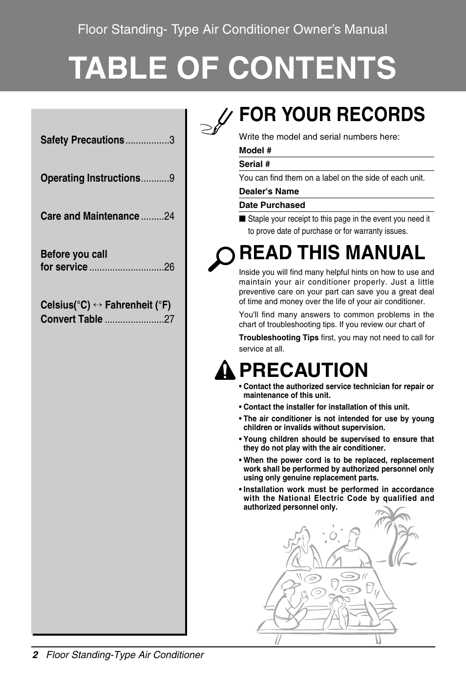 LG LFN480CE User Manual | Page 2 / 28