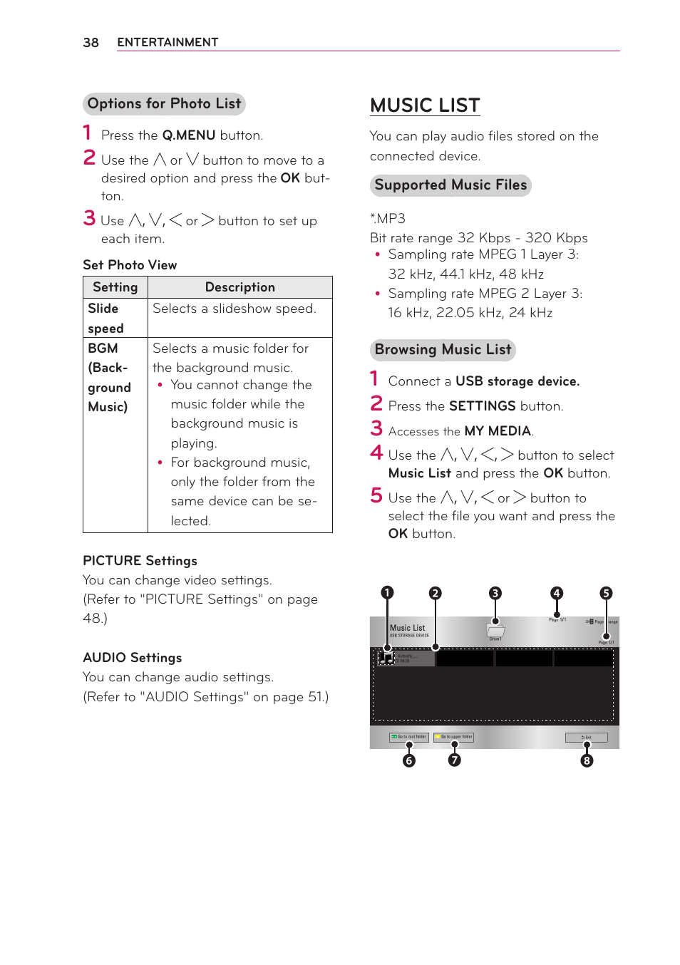Music list | LG PB61U User Manual | Page 38 / 67