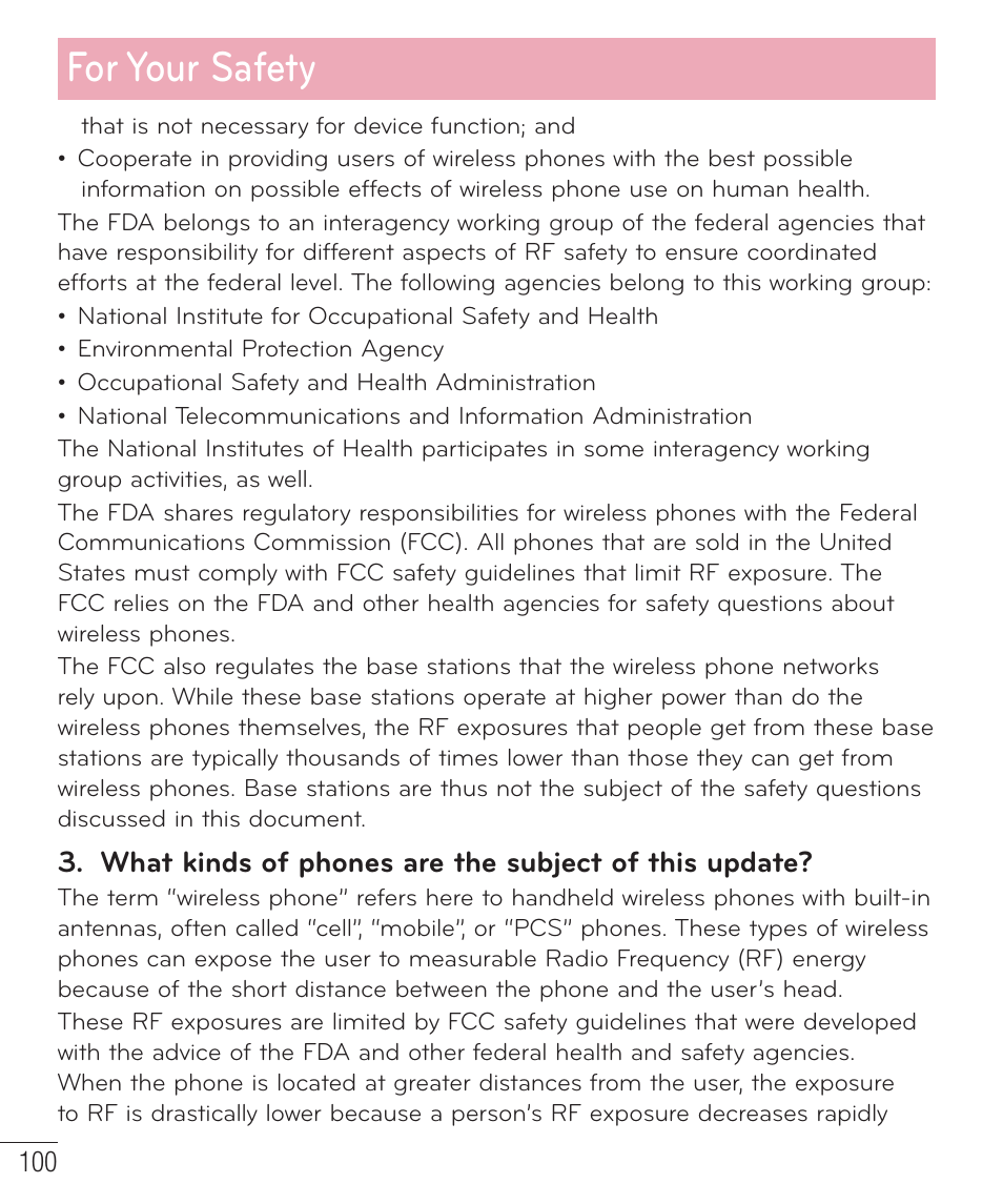 For your safety | LG LGAS323 User Manual | Page 101 / 110