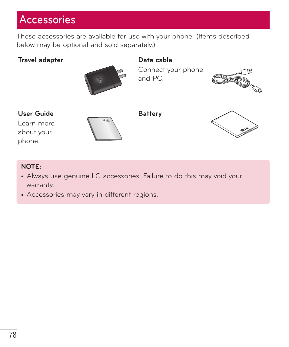 Accessories | LG LGAS323 User Manual | Page 79 / 110