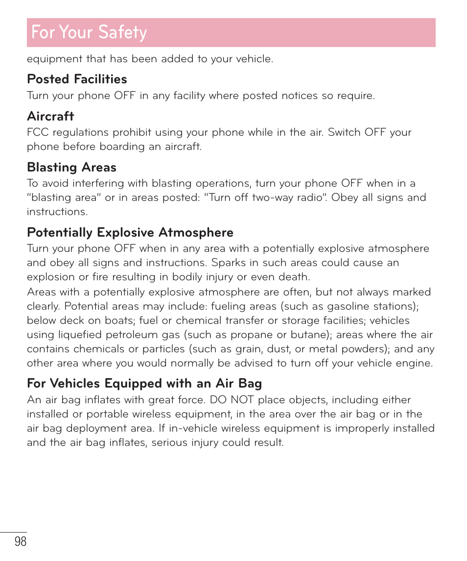 For your safety | LG LGAS323 User Manual | Page 99 / 110