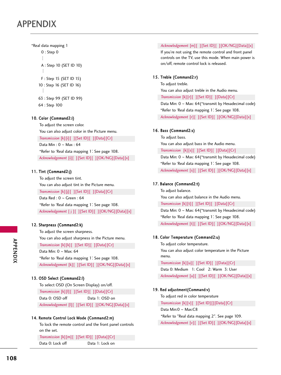 Appendix | LG 60PY3D User Manual | Page 110 / 113