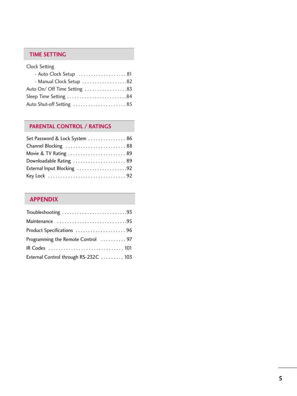 LG 60PY3D User Manual | Page 7 / 113