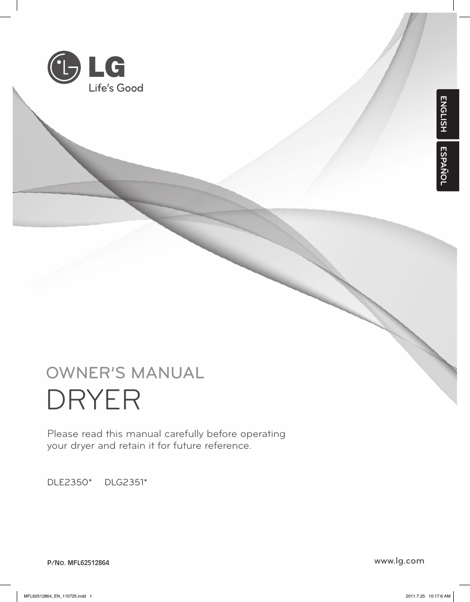 LG DLE2350R User Manual | 92 pages