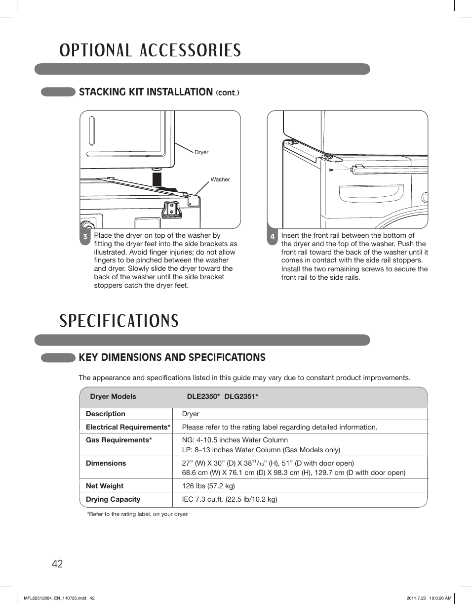 LG DLE2350R User Manual | Page 42 / 92