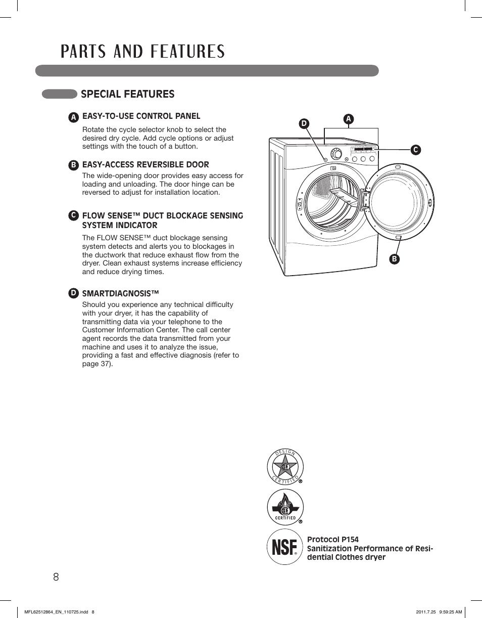 Special features | LG DLE2350R User Manual | Page 8 / 92