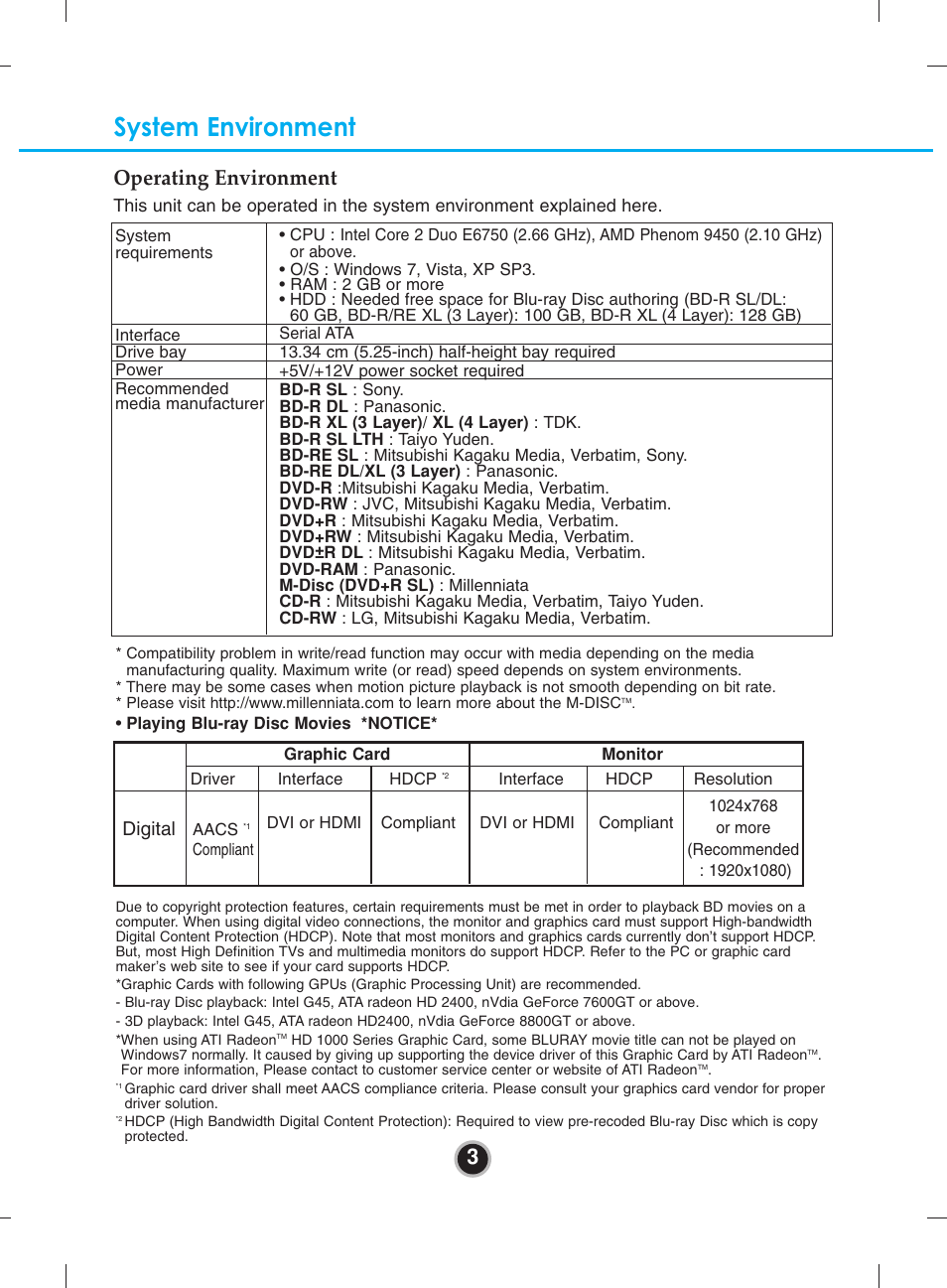 System environment, 3operating environment, Digital | LG WH14NS40 User Manual | Page 6 / 16