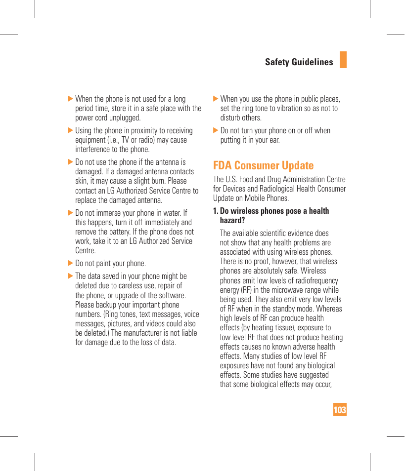 Fda consumer update | LG GW370 User Manual | Page 107 / 250