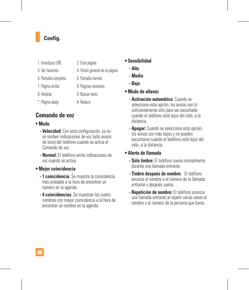 Comando de voz | LG GW370 User Manual | Page 216 / 250