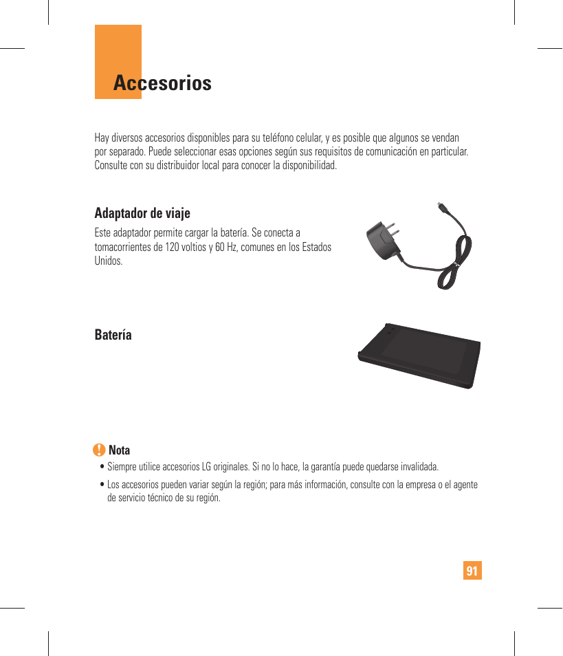 Accesorios | LG GW370 User Manual | Page 219 / 250