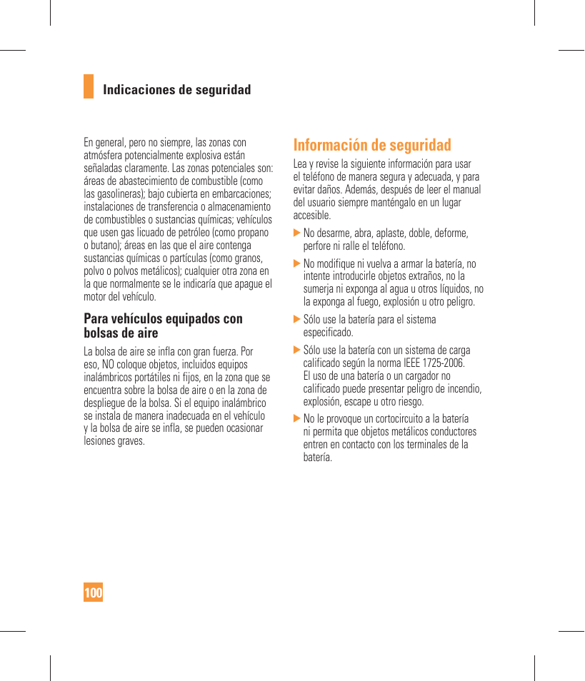 Información de seguridad | LG GW370 User Manual | Page 228 / 250