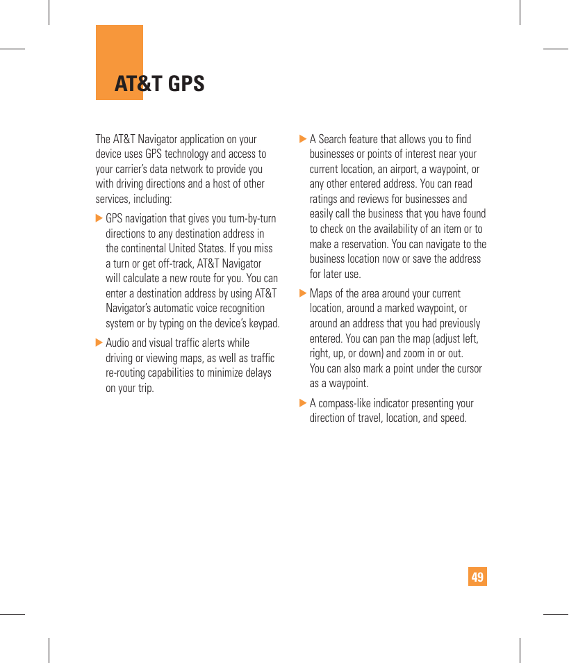 At&t gps | LG GW370 User Manual | Page 53 / 250