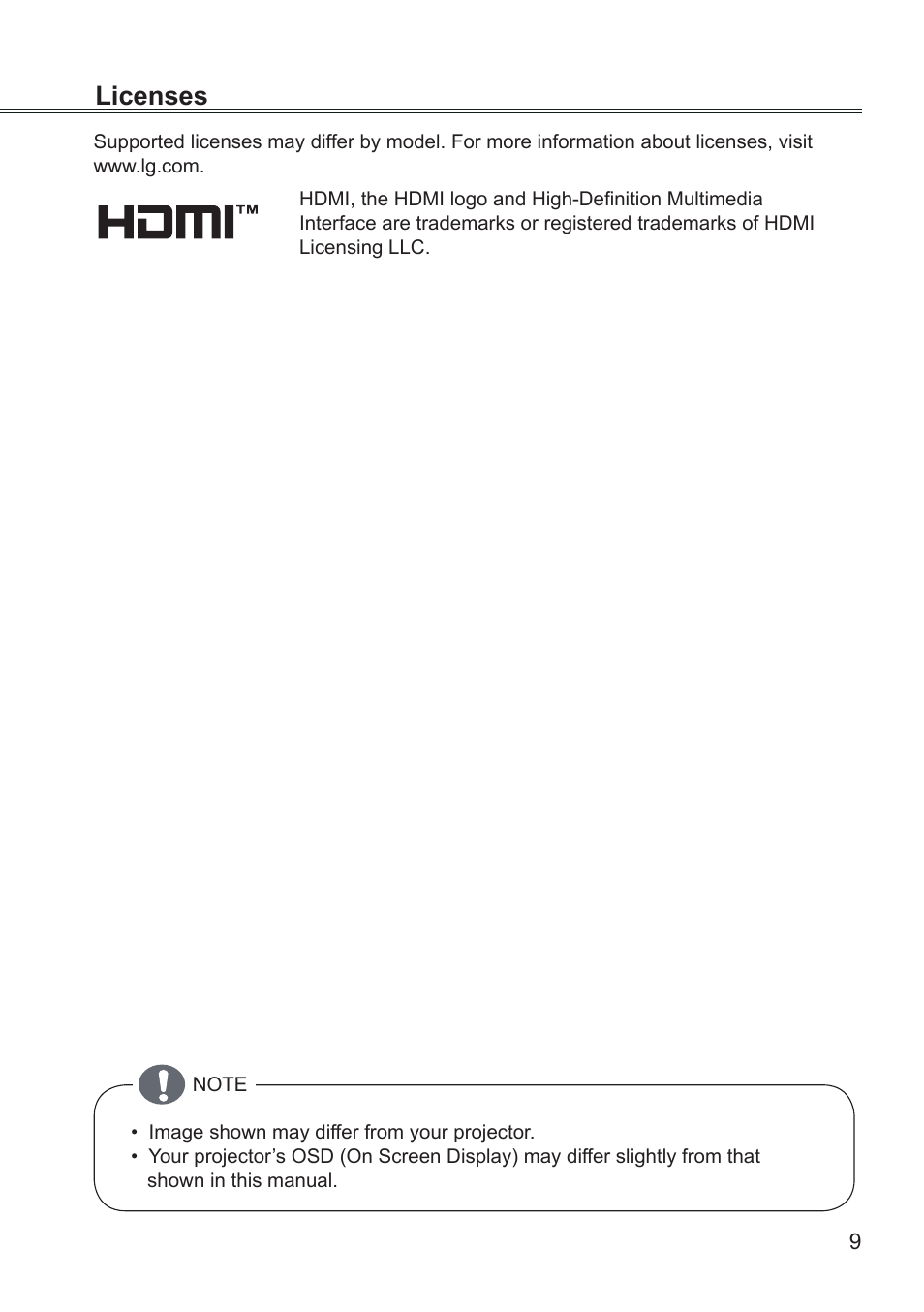 Licenses | LG BD430 User Manual | Page 9 / 73