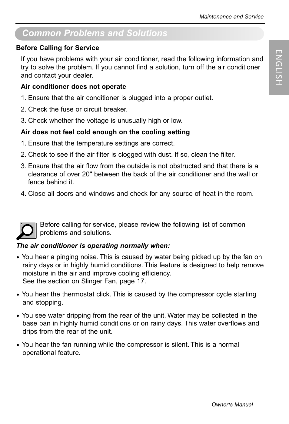 Common problems and solutions, En g lis h | LG RG-51C.AWYAHCI User Manual | Page 19 / 40