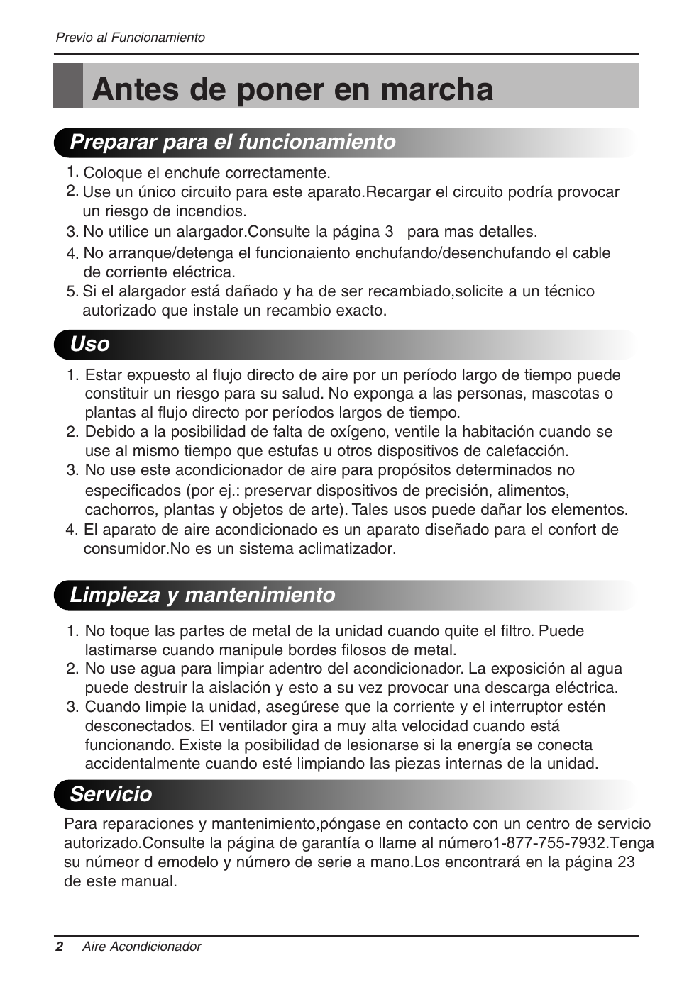 Antes de poner en marcha | LG RG-51C.AWYAHCI User Manual | Page 26 / 40